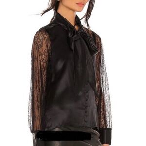 Endless Rose Women Black Satin Lace BlouseXS Occasion Grunge Whimsigoth Y2K Chic